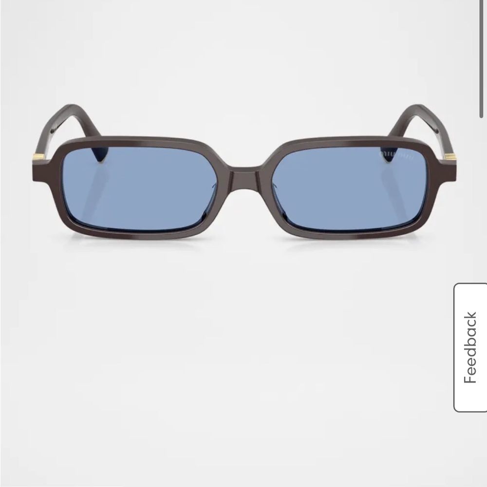 Miu Miu Tortoiseshell Rectangular Sunglasses with Green Lenses - Picture 6 of 7
